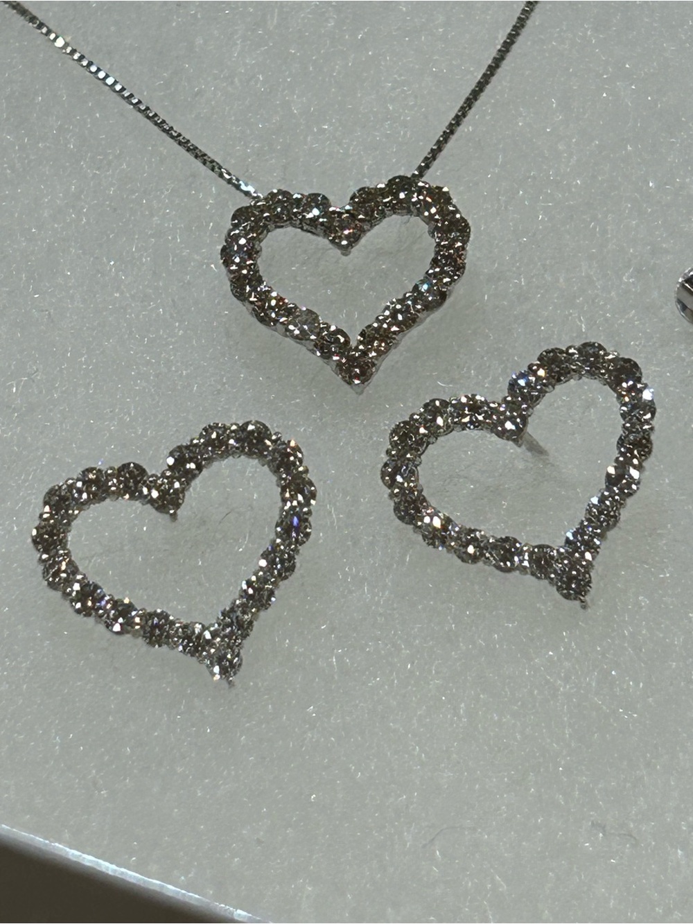 Open Heart Diamond Pendant & Earrings Set 💎